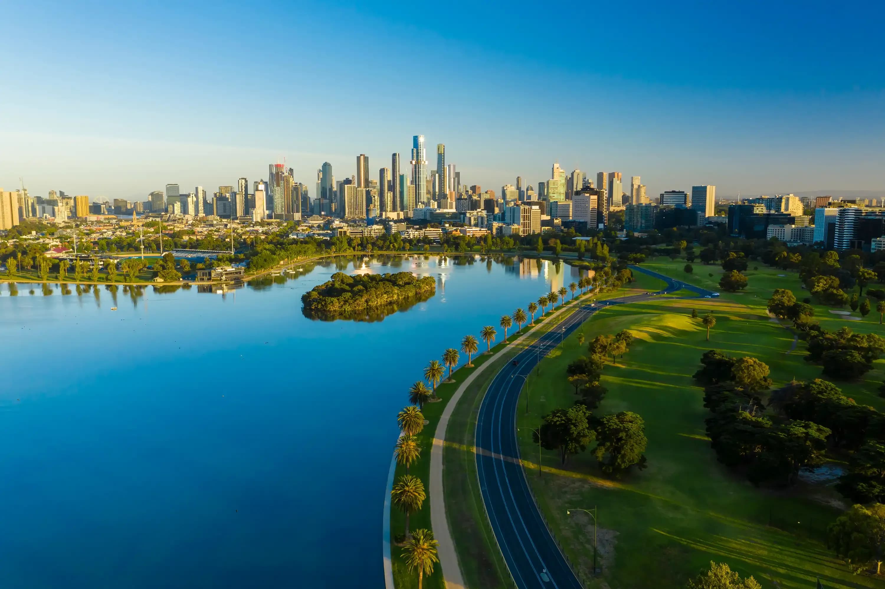 Melbourne skyline at sunset representing Australia's innovation ecosystem where Hatch Quarter operates